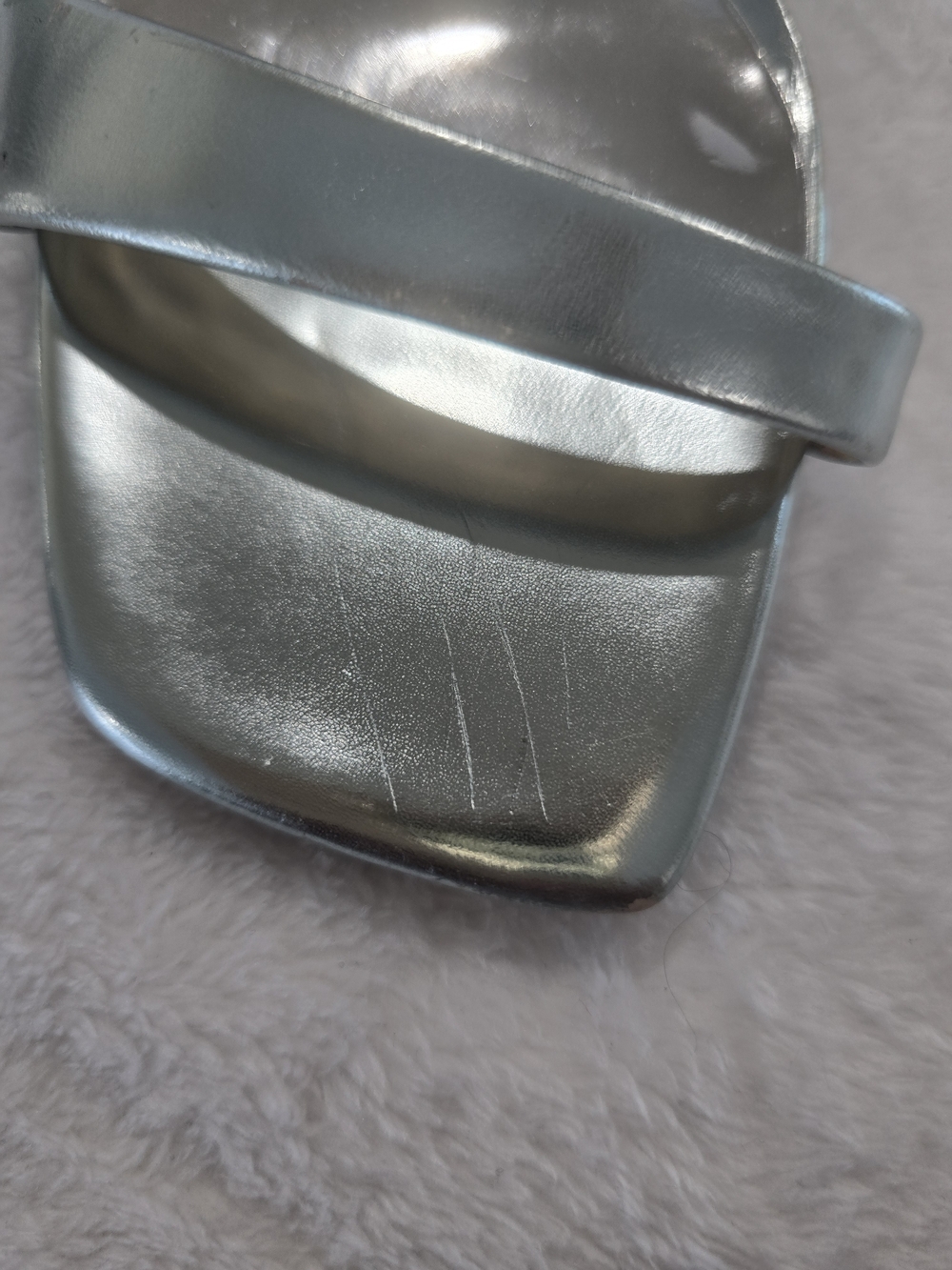 Badgley Mischka Silver Strappy Square-Toe Sandals Size 8 - Picture 11 of 12
